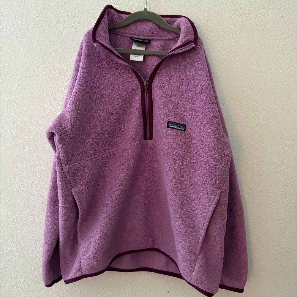 Patagonia Sweater Kids Large Purple Synchilla Fleece Pullover Sweatshirt